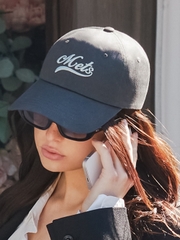 Nón MLB Korea Culsive Lettering Unstructured Ball Cap New York Mets Grey