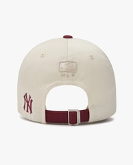 Nón MLB Korea Lettering Color Block Unstructured Ball Cap New York Yankees Wine