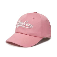Nón MLB Korea Culsive Lettering Unstructured Ball Cap New York Yankees Pink