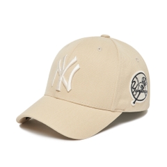 Nón MLB Circle Stamp Bal Cap New York Yankees Beige