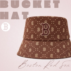 Nón MLB Korea Diamond Monogram Bucket Hat Boston Red Sox D.Brown