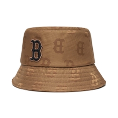 Nón MLB Monogram Nylon Bucket Hat Boston Red Sox D.Beige