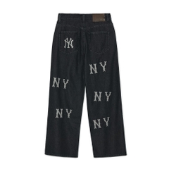 Quần Jean MLB Korea Multi Mega Logo New York Yankees Black