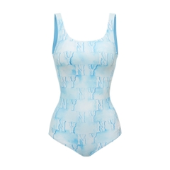 MLB Swimsuit Water Monogram One Piece New York Yankees Aqua Blue