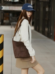 Túi MLB Basic Suede Bucket Bag New York Yankees Brown