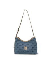 Túi MLB Classic Mono Denim Embossed Bucket Bag New York Yankees Blue