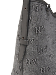 Túi MLB Classic Mono Denim Embossed Bucket Bag New York Yankees Grey