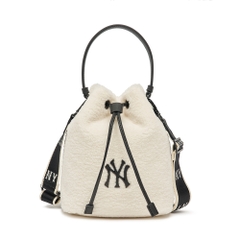Túi MLB Basic Small Logo Fleece Bucket Bag New York Yankees Cream