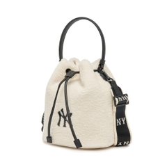 Túi MLB Basic Small Logo Fleece Bucket Bag New York Yankees Cream