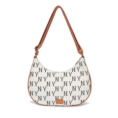 Túi MLB Classic Monogram Jacquard Large Hobo Bag New York Yankees Cream