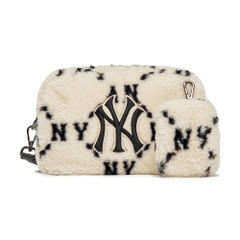 Túi MLB Diamond Monogram Fur Crossbody Bag New York Yankees Cream