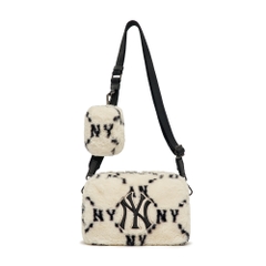 Túi MLB Diamond Monogram Fur Crossbody Bag New York Yankees Cream