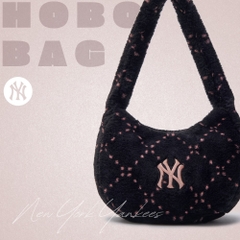 Túi MLB Korea Dia Monogram Fur Hobo Bag New York Yankees Black