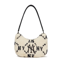 Túi MLB Diamond Monogram Fur Hobo Bag New York Yankees Cream