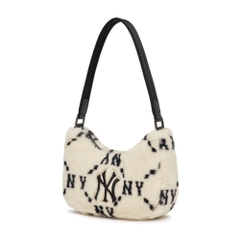 Túi MLB Diamond Monogram Fur Hobo Bag New York Yankees Cream