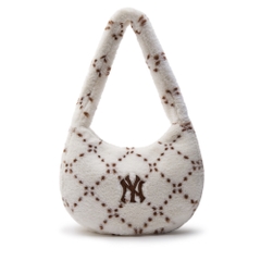 Túi MLB Korea Dia Monogram Fur Hobo Bag New York Yankees D.Cream