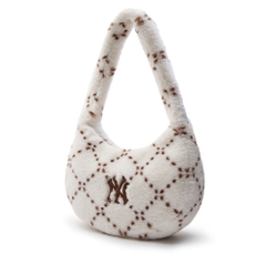 Túi MLB Korea Dia Monogram Fur Hobo Bag New York Yankees D.Cream