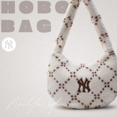 Túi MLB Korea Dia Monogram Fur Hobo Bag New York Yankees D.Cream