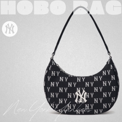 Túi MLB Korea Monogram Jacquard Hobo Bag New York Yankees Black