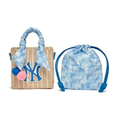 Túi MLB [KIDS] Water Monogram Raffia Crossbody New York Yankees D.Turquoise