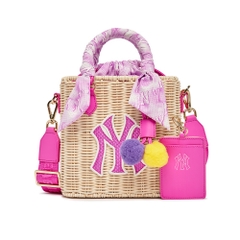 Túi MLB [KIDS] Water Monogram Raffia Crossbody New York Yankees Pink