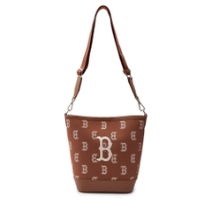 Túi MLB Korea Big Classic Monogram Jacquard Bucket Bag Boston Red Sox Brown