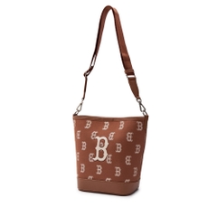 Túi MLB Korea Big Classic Monogram Jacquard Bucket Bag Boston Red Sox Brown