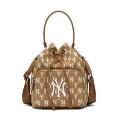 Túi MLB Monogram Jacquard Bucket Bag New York Yankees Beige