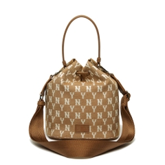 Túi MLB Monogram Jacquard Bucket Bag New York Yankees Beige