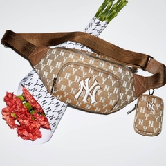 Túi MLB Monogram Jacquard Hip Sack New York Yankees Beige