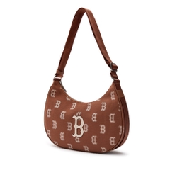 Túi MLB Korea Monogram Jacquard Hobo Bag Boston Red Sox Brown