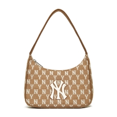 Túi MLB Monogram Jacquard Hobo Bag New York Yankees Beige 2021