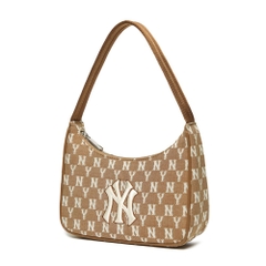 Túi MLB Monogram Jacquard Hobo Bag New York Yankees Beige 2021