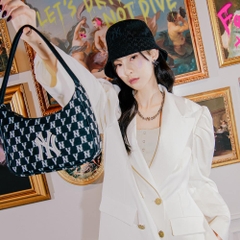 Túi MLB Monogram Jacquard Hobo Bag New York Yankees Black 2021