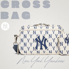 Túi MLB Korea Monogram Mini Crossbody New York Yankees Cream