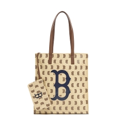 Túi MLB Monogram Tote Bag Boston Red Sox Beige