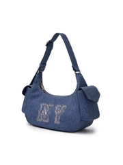 Túi MLB Korea Basic Mega Logo Denim Cargo Bag New York Yankees Indigo