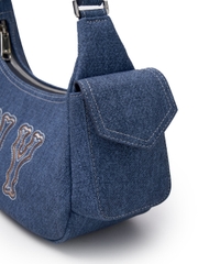 Túi MLB Korea Basic Mega Logo Denim Cargo Bag New York Yankees Indigo