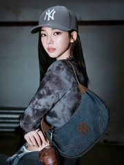 Túi MLB Denim Color Block Hobo Bag New York Yankees Indigo