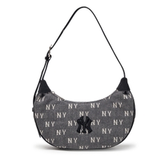 Túi MLB Classic Mono Vintage Denim Hobo Bag New York Yankees Grey