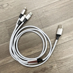 Cáp Sạc 3 Đầu Lightning, Type C, Micro USB Dây Dù Chống Đứt Dài 1m
