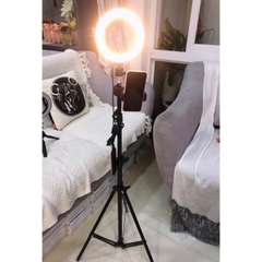 Đèn Livestream 26cm-33cm Full Bộ Gồm Chân Đèn Và Giá Đỡ Điện Thoại, Hỗ Trợ Bán Hàng, Make Up, Nối Mi