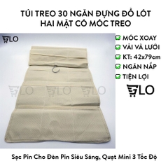 Túi Treo 30 Ngăn (Ô) Đựng Đồ Lót, Quần Áo Lót, Tất Vớ, Đồ Dùng 2 Mặt Có Móc Treo