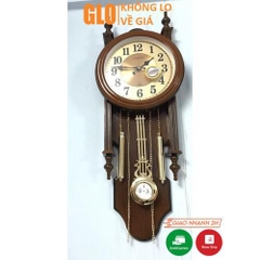 Đồng Hồ Quả Lắc Lớn Treo Tường Dài 80cm Thiết Kế Giả Gỗ Cổ Điển