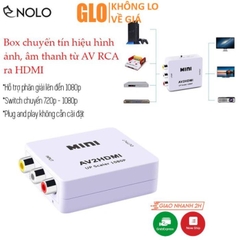 Bộ Box Chuyển Đổi Tín Hiệu AV RCA ra HDMI Model AV2HDMI Hỗ Trợ Độ Phân Giải FullHD 1080P Có Switch 720p và 1080p