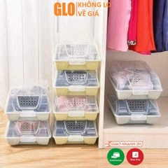 Hộp Đựng Giày Dép Nắp Nhựa Cứng Trong Suốt Có Nắp Đậy Thoáng Khí, Size lớn Chịu Lực 4kg Kích Thước 34 x 24 x 13