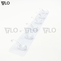 Giá Treo Đồ 6 Móc Nhựa Pha Lê 35x6cm Bản Lớn Dán Tường, Siêu Chịu Lực Không Cần Khoan Đục Tiện Lợi