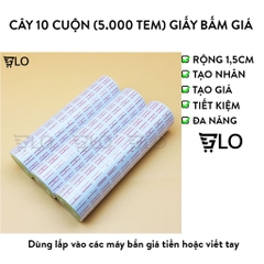 Cây 10 Cuộn (5.000 Tem) Giấy Bấm Giá Dùng Cho Máy MX5500 Bắn Giá, Tem Dán Ghi Giá, Giấy In Tem Số, Băng Keo Dán Giá Tiền