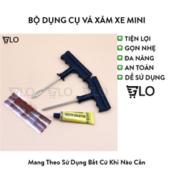 Bộ Dụng Cụ Vá Xăm Xe Không Ruột Mini Chuyên Dụng Cho Xe Hơi Xe Ô Tô Xe Máy, Vá Lụi, Vá Rút Bánh Không Săm Khẩn Cấp