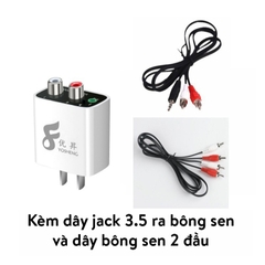 Bộ Yosheng Thu Phát Âm Thanh Chuyển Bluetooth 5.0 ra RCA và 3.5mm, Cắm Nguồn Trực Tiếp Khuếch Đại Âm Nhạc Chất Lượng Cao - Củ Kèm 2 Dây